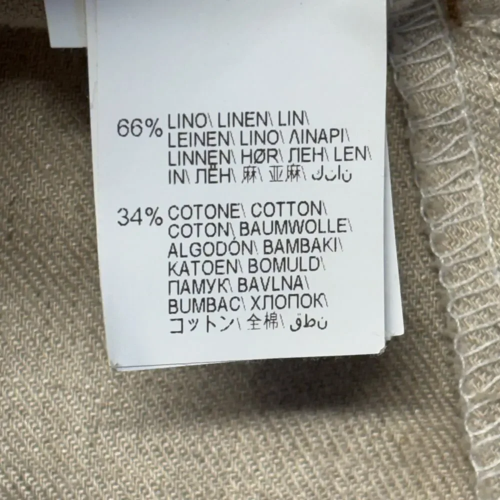 Brunello Cucinelli Pants 30 x 27 Beige Carpenter Straight Linen Blend Italy Made